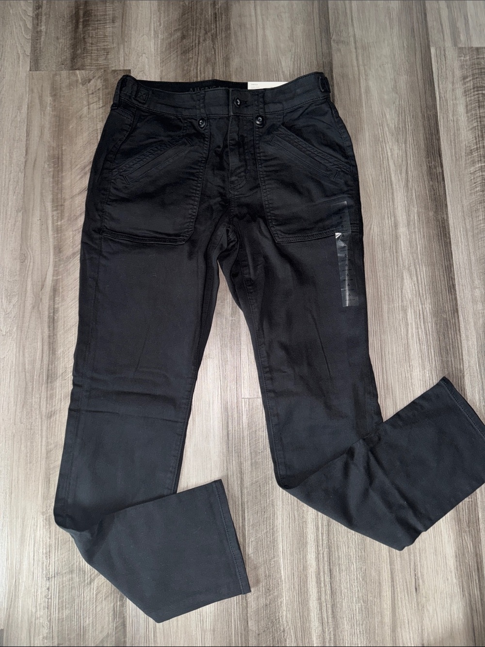 NEW American Eagle 6 black pants classic skinny pockets stretch 28” womens